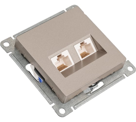 Двойная компьютерная розетка Systeme Electric AtlasDesign Шампань RJ45+RJ45, кат.5E SE ATN000585 1