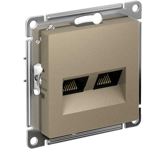 Двойная компьютерная розетка Systeme Electric AtlasDesign Шампань RJ45+RJ45, кат.5E SE ATN000585 1