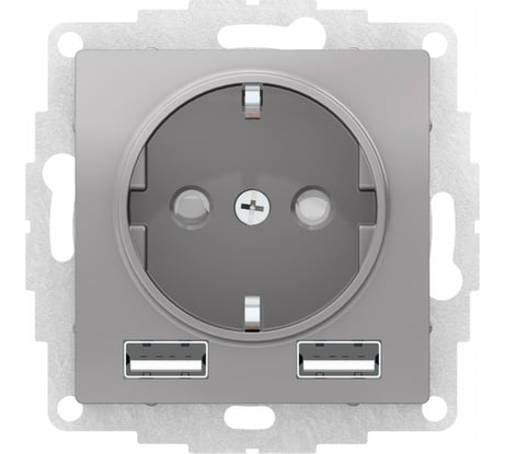 Розетка SO + USB Systeme Electric AtlasDesign Алюминий, A+A, 5В/2,4А, 2x5В/1,2А SE ATN000330