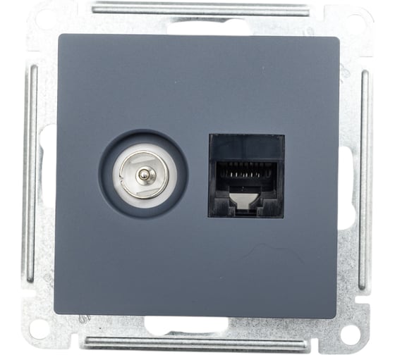Двойная розетка компьютерная + ТВ Systeme Electric AtlasDesign Грифель, RJ45+TV, кат.5E SE ATN000789