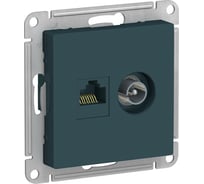 Двойная розетка компьютерная+ТВ Systeme Electric AtlasDesign Изумруд, RJ45+TV, кат.5E SE ATN000889
