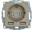 Розетка SO + USB Systeme Electric AtlasDesign Шампань A+A, 5В/2,4А, 2x5В/1,2А SE ATN000530 1