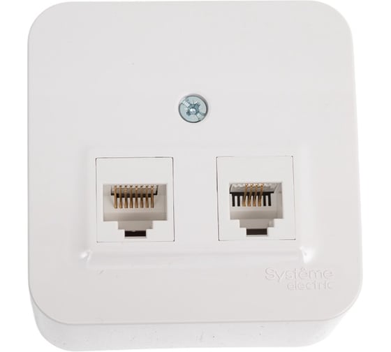Двойная розетка компьютерная+ТВ Systeme Electric Blanca наружная Белый, RJ45+RJ11, кат.5E SE BLNIA045111 1