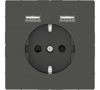 Розетка Schuko с 2 USB Systeme Electric Merten D-Life Антрацит c з/у SE MTN2366-6034