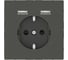 Розетка Schuko с 2 USB Systeme Electric Merten D-Life Антрацит c з/у SE MTN2366-6034 1