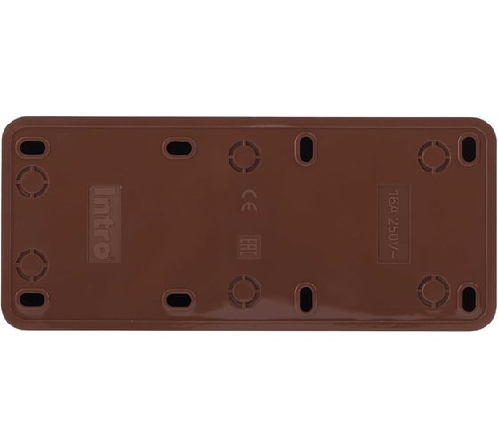 Розетка Intro Quadro 2-206-10 с заземлением трехместная 3x2P+E, 16А-250В, IP20, открытая установка, венге, Б0053824