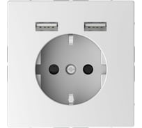 Розетка Schuko с 2 USB Systeme Electric Merten D-Life Белый Лотос SE MTN2366-6035