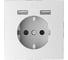 Розетка Schuko с 2 USB Systeme Electric Merten D-Life Белый Лотос SE MTN2366-6035 1