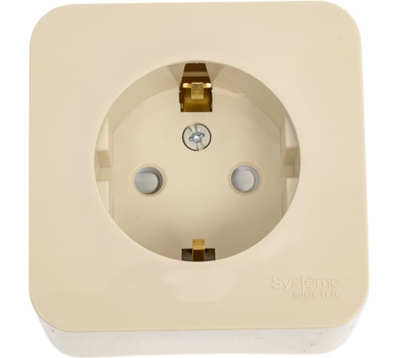 Наружная розетка Systeme Electric Blanca Бежевый, с заземлением, со шторками, изолированная пластина, 16А SE BLNRA011117