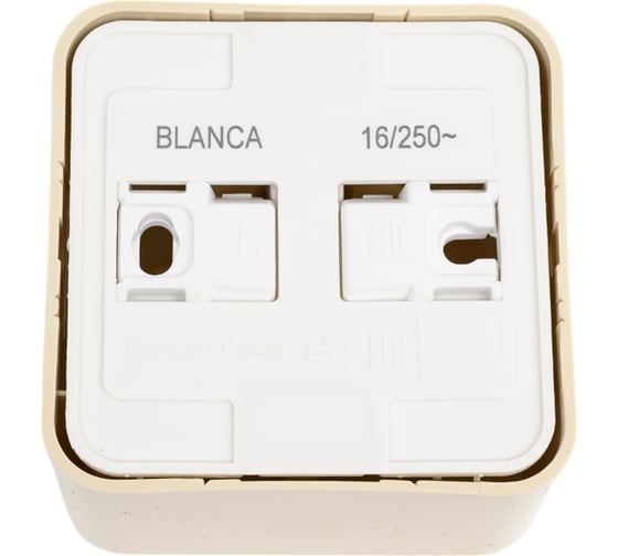 Наружная розетка Systeme Electric Blanca Бежевый, с заземлением, со шторками, изолированная пластина, 16А SE BLNRA011117