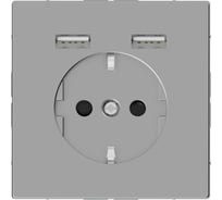 Розетка Schuko с 2 USB Systeme Electric Merten D-Life Нержавеющая Сталь SE MTN2366-6036