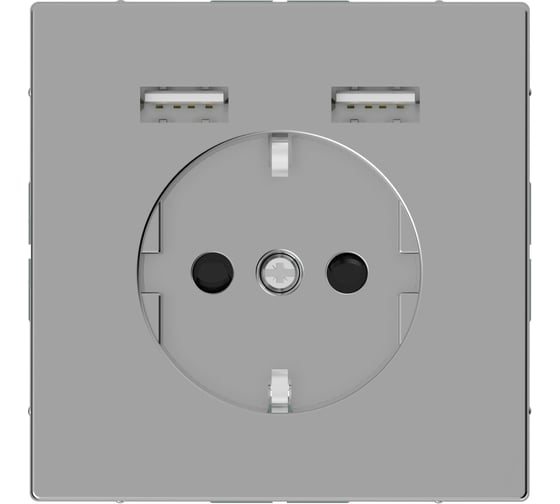 Розетка Schuko с 2 USB Systeme Electric Merten D-Life Нержавеющая Сталь SE MTN2366-6036
