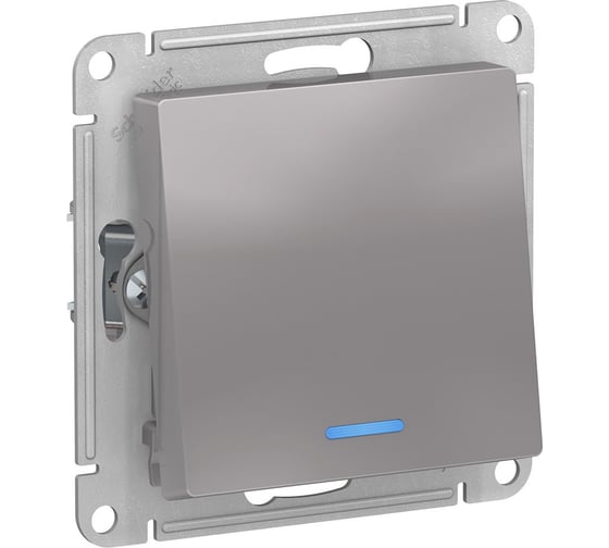 1-клавишный переключатель Systeme Electric AtlasDesign Алюминий с подсветкой, сх.6а SE ATN000363 1