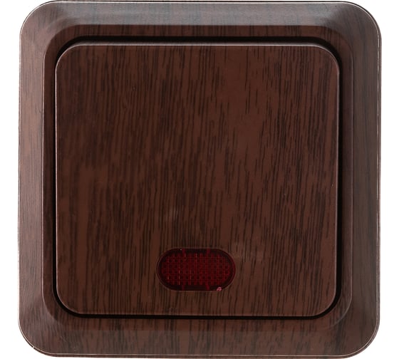 Одноклавишный выключатель Intro Quadro 2-102-10 с подсветкой, 10А-250В, IP20, открытая установка, венге, Б0053745 1