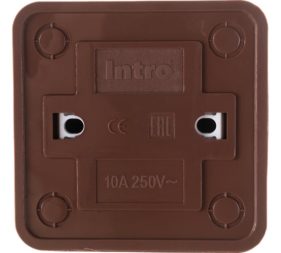 Одноклавишный выключатель Intro Quadro 2-102-10 с подсветкой, 10А-250В, IP20, открытая установка, венге, Б0053745