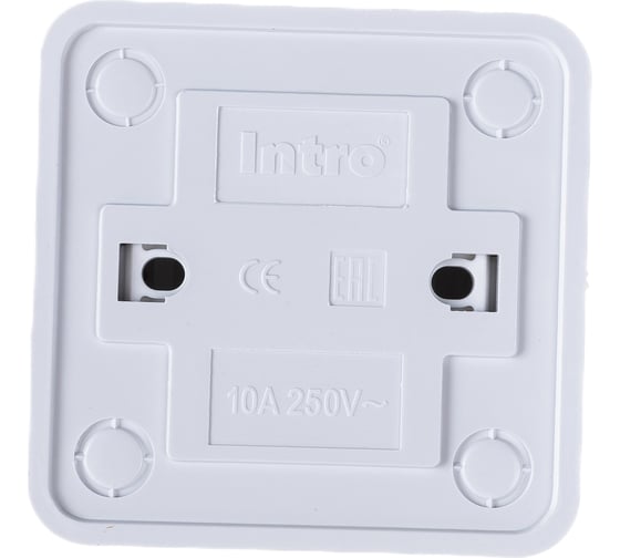 Одноклавишный выключатель Intro Quadro 2-101-01 10А-250В, IP20, открытая установка, белый, Б0053733