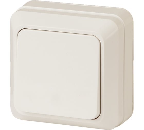Одноклавишный выключатель Intro Quadro 2-101-02 10А-250В, IP20, открытая установка, слоновая кость, Б0053735 1