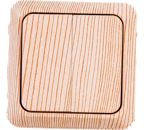 Двухклавишный выключатель Intro Quadro 2-104-11 10А-250В, IP20, открытая установка, сосна, Б0053763