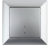 Выключатель Intro Solo 4-102-03 одноклавишный с подсветкой, 10А-250В, IP20, СУ, алюминий, Б0053561