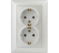 Розетка Intro Solo с заземлением двойная 2x2P+E Schuko, 16А-250В, IP20, СУ, перламутр, Б0053678