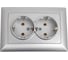 Розетка Intro Solo с заземлением двойная 2x2P+E Schuko, 16А-250В, IP20, СУ, алюминий, Б0053664 1