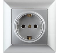 Розетка Intro Solo с заземлением 2P+E Schuko со шторками, 16А-250В, IP20, СУ, алюминий, Б0053683