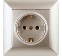 Розетка Intro Solo с заземлением 2P+E Schuko со шторками, 16А-250В, IP20, СУ, шампань, Б0053684