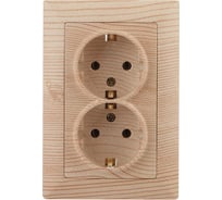 Розетка Intro Solo 4-205-11 с заземлением двойная 2x2P+E Schuko, 16А-250В, IP20, СУ, сосна, Б0053680