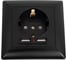 Розетка Intro Solo с заземл P+E Schuko со шторками, 16А-250В + 2хUSB, IP20, СУ, антрацит, Б0053717 1