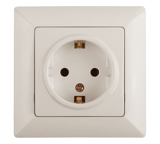Розетка Intro Solo с заземлением 2P+E Schuko со шторками, 16А-250В, IP20, СУ, слоновая кость, Б0053682 1