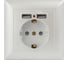 Розетка Intro Solo с заземл P+E Schuko со шторками, 16А-250В + 2хUSB, IP20, СУ, перламутр, Б0053718 1
