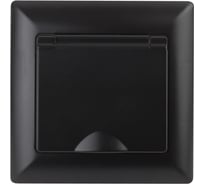 Розетка Intro Solo с заземлением 2P+E Schuko с крышкой, 16А-250В, IP20, СУ, антрацит, Б0053661