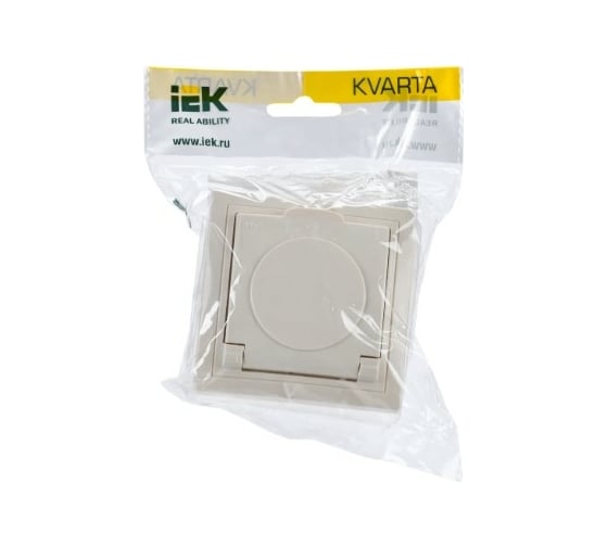 Розетка IEK KVARTA 1ая с з/к РСбш10-3-ККм-44 16А IP44 крем. KV-R16-16-44-K33