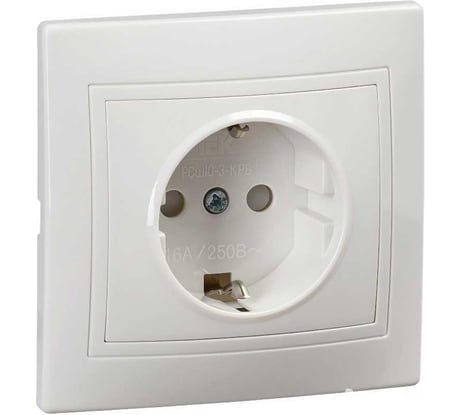 Розетка GENERICA KVARTA 1ая с з/к с з/ш РСш10-3-КРБ 16А PC бел. KV-R14-16-PC-K01
