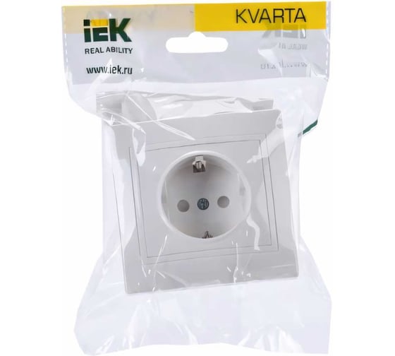 Розетка IEK KVARTA 1ая с з/к с з/ш РСш10-3-КРБ 16А PC бел. KV-R14-16-PC-K01