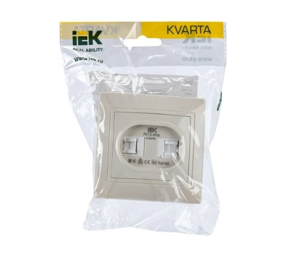 Розетка IEK KVARTA 2ая компьютерная РК12-ККм крем. KV-K20-K33