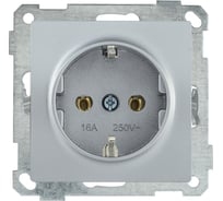Розетка IEK РС11-1-0-Б с з/к 16А BOLERO серебряный ERB11-K23-16