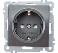 Розетка IEK РС14-1-0-Б с з/к с з/ш 16А BOLERO антрацит ERB14-K95-16