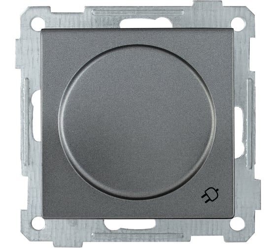 Розетка IEK РС16-1-0-Б с з/к с з/ш и крышкой 16А BOLERO антрацит ERB16-K95-16 1