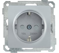 Розетка IEK РС14-1-0-Б с з/к с з/ш 16А BOLERO серебряный ERB14-K23-16