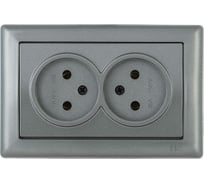 2-ая розетка IEK РС20-1-0-БА без з/к 10А BOLERO антрацит ERB20-K95-10