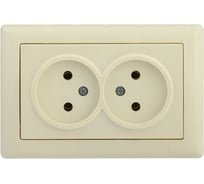 2-ая розетка IEK РС20-1-0-БК без з/к 10А BOLERO кремовый ERB20-K33-10