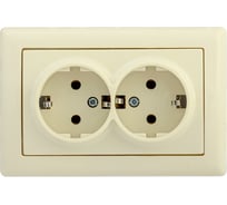 2-ая розетка IEK РС21-1-0-БК с з/к 16А BOLERO кремовый ERB21-K33-16