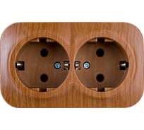 2-ая розетка IEK РС22-3-ХД с з/к о/у 16А GLORY дуб ERH21-K24-16