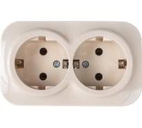 2-ая розетка IEK РС22-3-ХК с з/к о/у 16А GLORY кремовый ERH21-K33-16