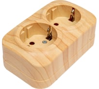 2-ая розетка IEK РС22-3-ХС с з/к о/у 16А GLORY сосна ERH21-K34-16