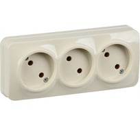 3-ая розетка IEK РС23-2-ХК без з/к о/у 10А GLORY кремовый ERH30-K33-10