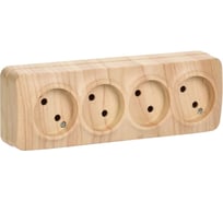 4-ая розетка IEK РС24-2-ХС без з/к о/у 10А GLORY сосна ERH40-K34-10