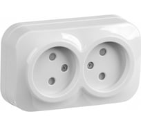 2-ая розетка IEK РСш22-2-ХБ без з/к с з/ш о/у 10А GLORY белый ERH23-K01-10