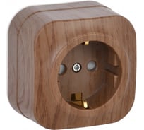 1-ая розетка IEK РСш20-3-ХД с з/к и з/ш о/у 16А GLORY дуб ERH14-K24-16